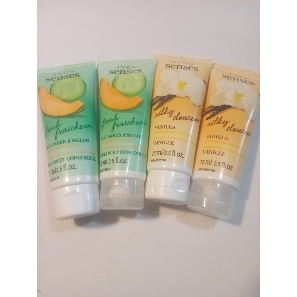 Avon Senses Vanilla Cucumber Silky Antibacterial Hand Gel/ 2.5 oz /NEW/Lot of 4